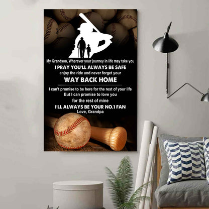 American Football Poster Canvas Grandpa To Grandson - Never Forget Your Way Back Home I Will Always Your No 1 Fan