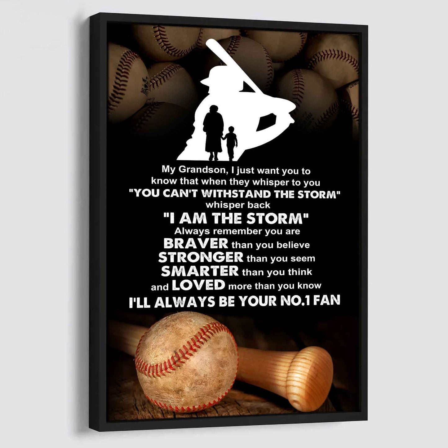 Sport Basketball Poster Canvas Grandma To Grandson - Whisper Back I Am The Storm I Will Always Your No 1 Fan