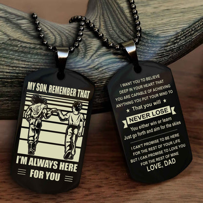 Biker Personalized Double Sided Dog Tag My Son Remember That I Will Always Here You Will Never Lose You Either Win Or Learn