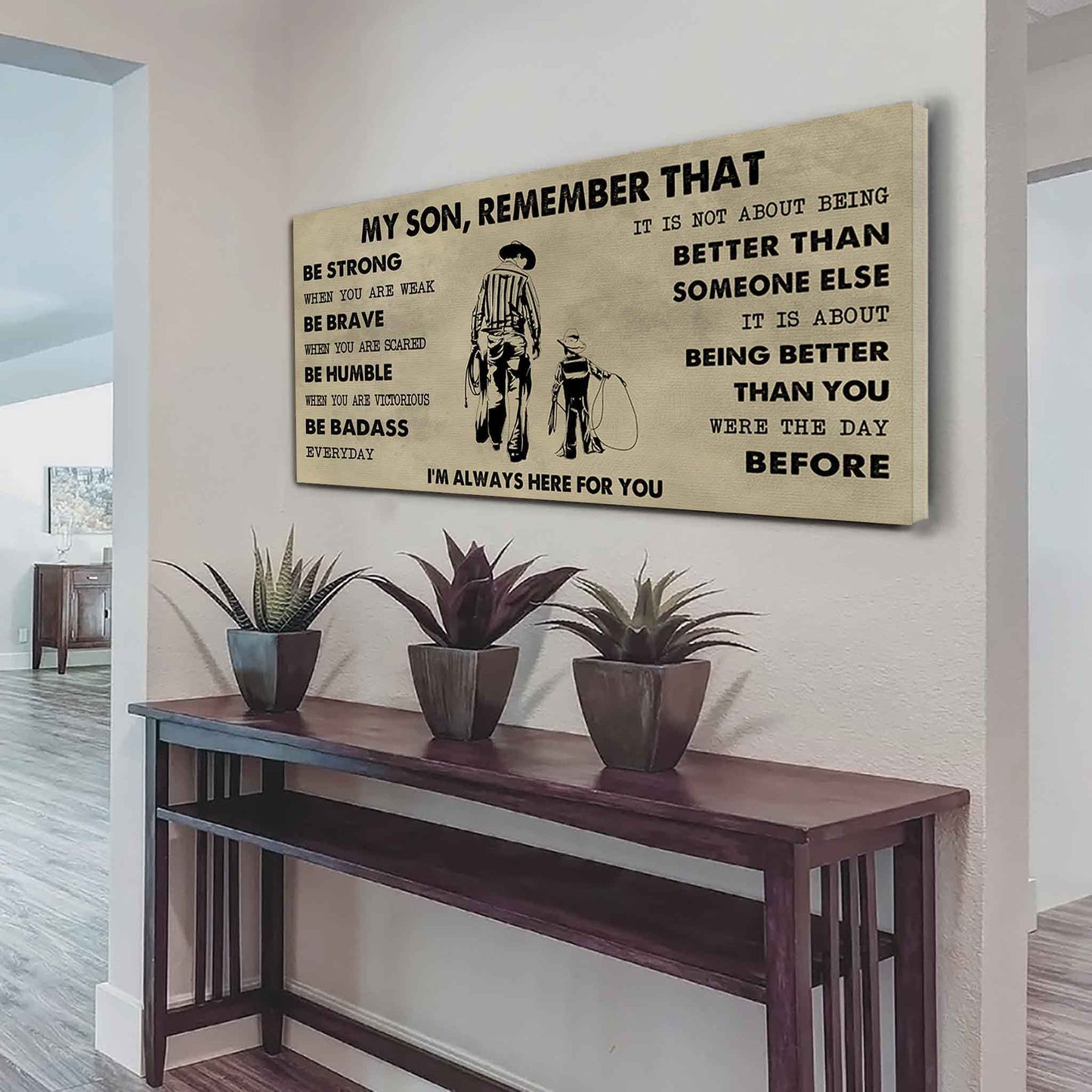 Personalized Sport Poster Canvas - My Son Remember That Be Strong When You Are Weak Be Badass Everyday