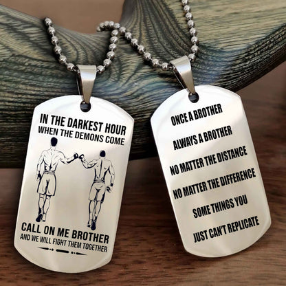 Customizable engraved dog tag double sided gift from brother Once A Brother Always A Brother