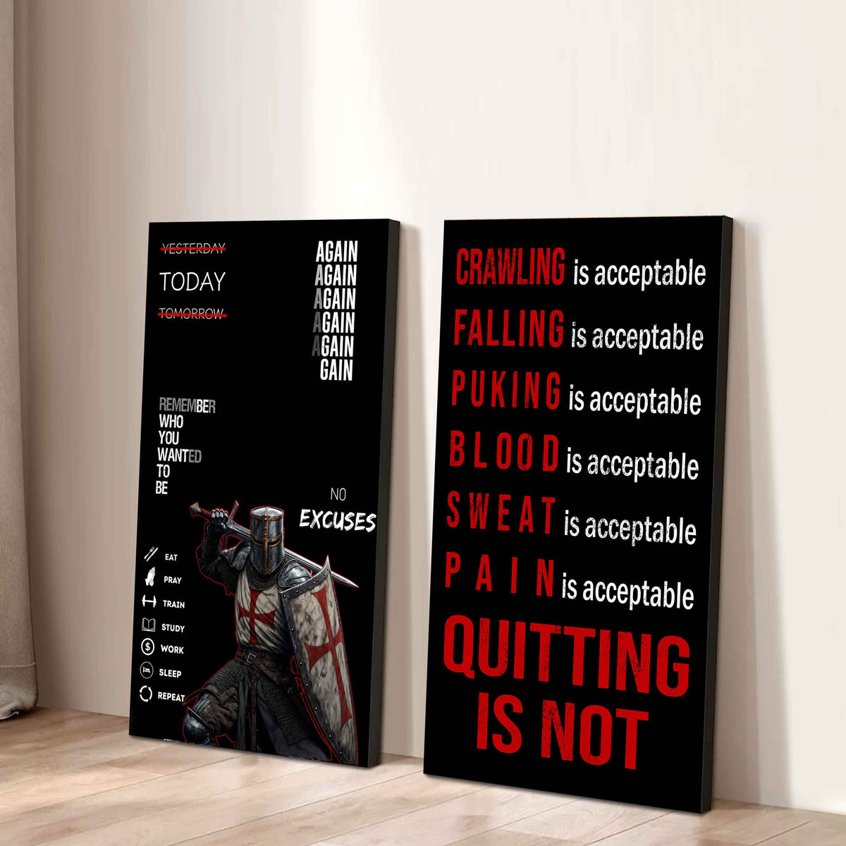 Spartan- Quiting Is Not Canvas Set Ready To Hang Gift For Your Son Your Friend