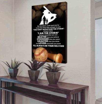 American Football Poster Canvas Granpa To Grandson - Whisper Back I Am The Storm I Will Always Your No 1 Fan