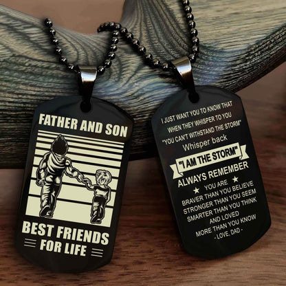 Knight Templar Personalized Double Sided Dog Tag Silver To My Son I Love You - Whisper Back I'm The Storm