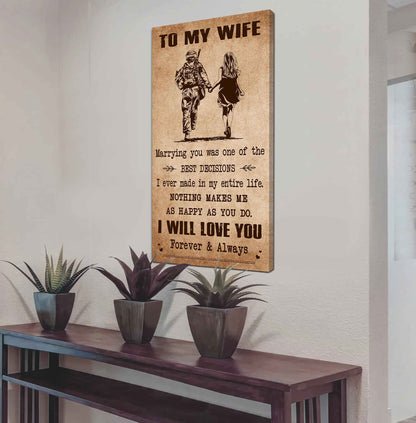 Family Poster Canvas To My Wife Marrying You Was One Of The Best Decisions - I Will Love You Forever And Always Gift For Your Wife