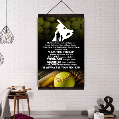 Soccer Poster Canvas Granpa To Grandson - Whisper Back I Am The Storm I Will Always Your No 1 Fan