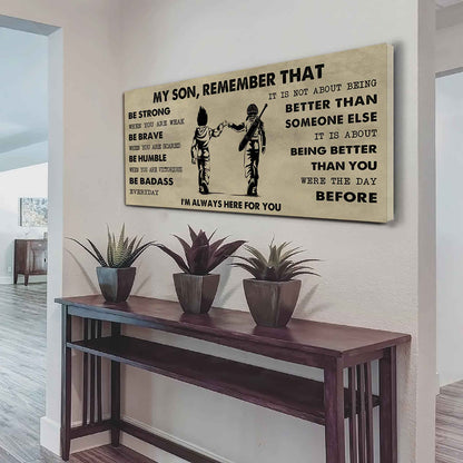 Personalized DRB Poster Canvas - My Son Remember That Be Strong When You Are Weak Be Badass Everyday