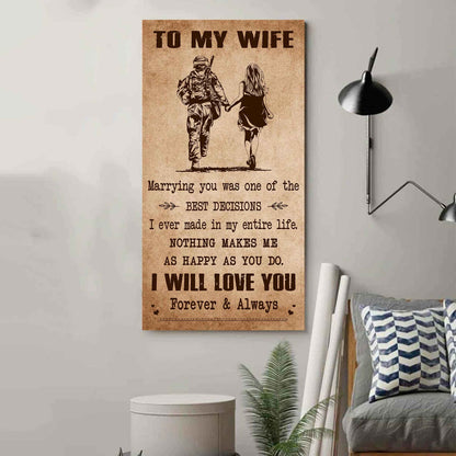 Family Poster Canvas To My Wife Marrying You Was One Of The Best Decisions - I Will Love You Forever And Always Gift For Your Wife
