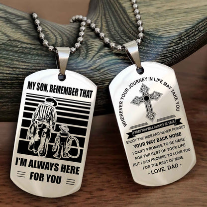 Knight Templar Cross Double Sided Dog Tag My Son Remember That - Gift For Son Enjoy The Ride Never Forget Your Way Back Home