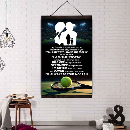 American Football Poster Canvas Grandma To Grandson - Whisper Back I Am The Storm I Will Always Your No 1 Fan