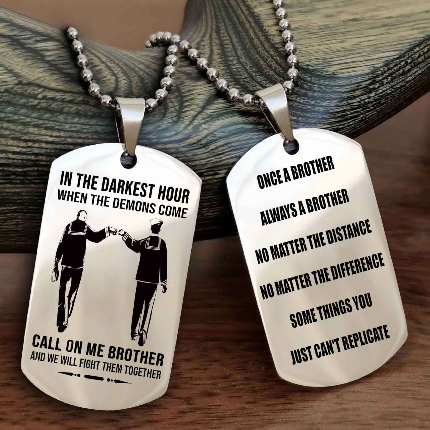 Customizable engraved dog tag double sided gift from brother Once A Brother Always A Brother