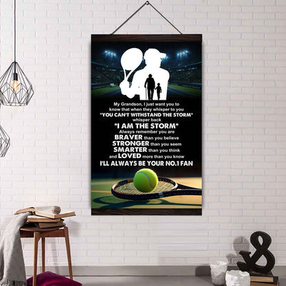 Soccer Poster Canvas Granpa To Grandson - Whisper Back I Am The Storm I Will Always Your No 1 Fan
