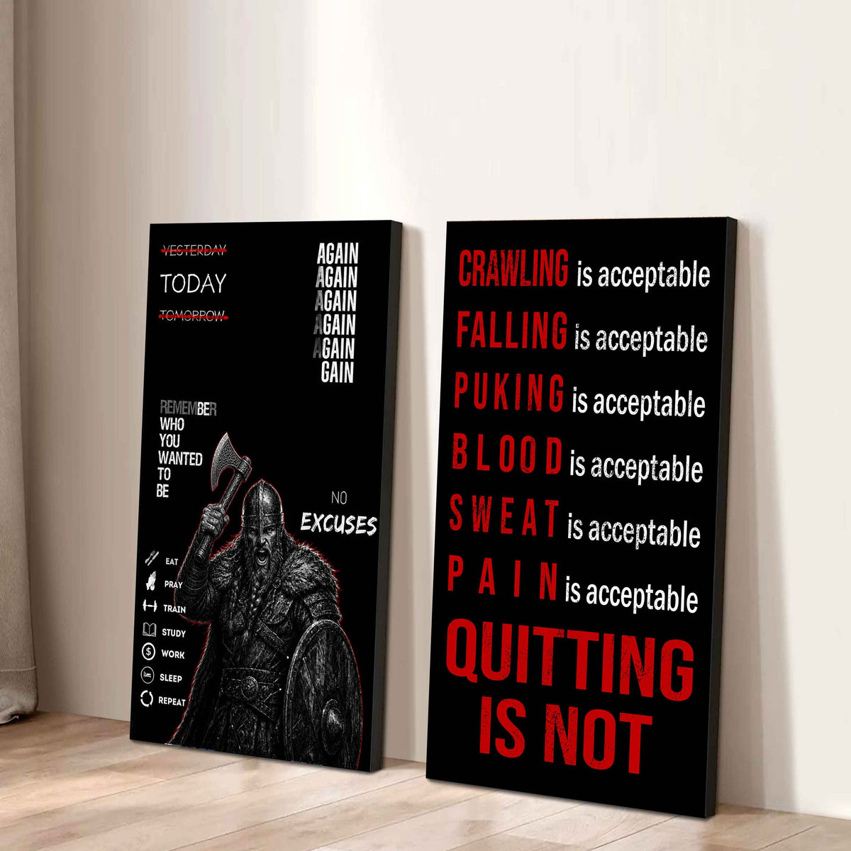 Spartan- Quiting Is Not Canvas Set Ready To Hang Gift For Your Son Your Friend