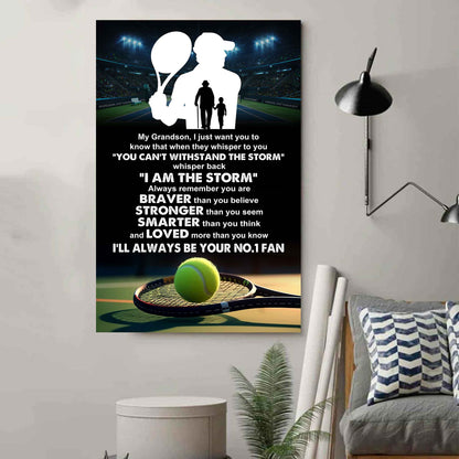 American Football Poster Canvas Granpa To Grandson - Whisper Back I Am The Storm I Will Always Your No 1 Fan