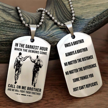 Customizable engraved dog tag double sided gift from brother Once A Brother Always A Brother