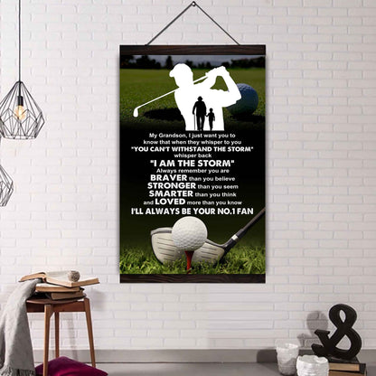 Baseball Poster Canvas Granpa To Grandson - Whisper Back I Am The Storm I Will Always Your No 1 Fan