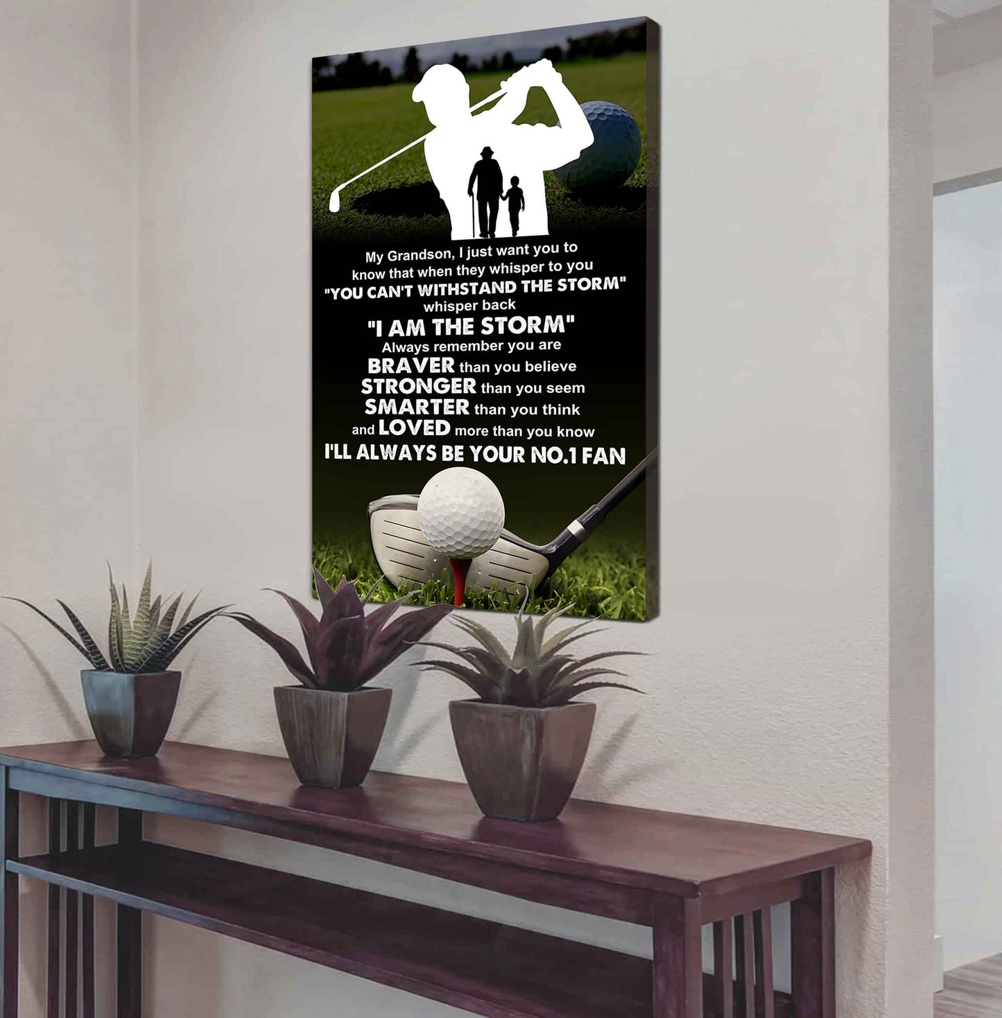 Soccer Poster Canvas Granpa To Grandson - Whisper Back I Am The Storm I Will Always Your No 1 Fan