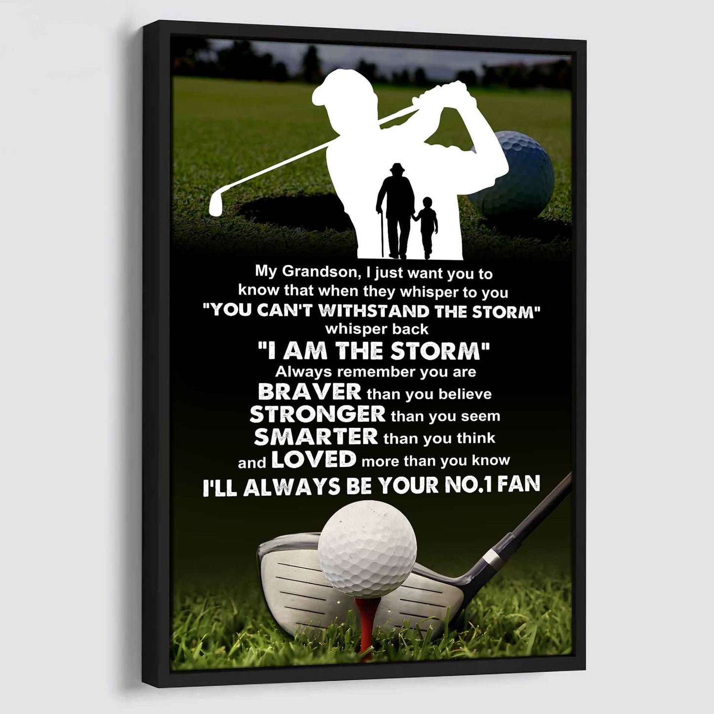 American Football Poster Canvas Granpa To Grandson - Whisper Back I Am The Storm I Will Always Your No 1 Fan