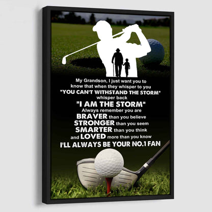 American Football Poster Canvas Granpa To Grandson - Whisper Back I Am The Storm I Will Always Your No 1 Fan