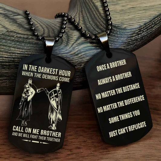 Knight Templar Customizable engraved dog tag double sided gift from brother Once A Brother Always A Brother
