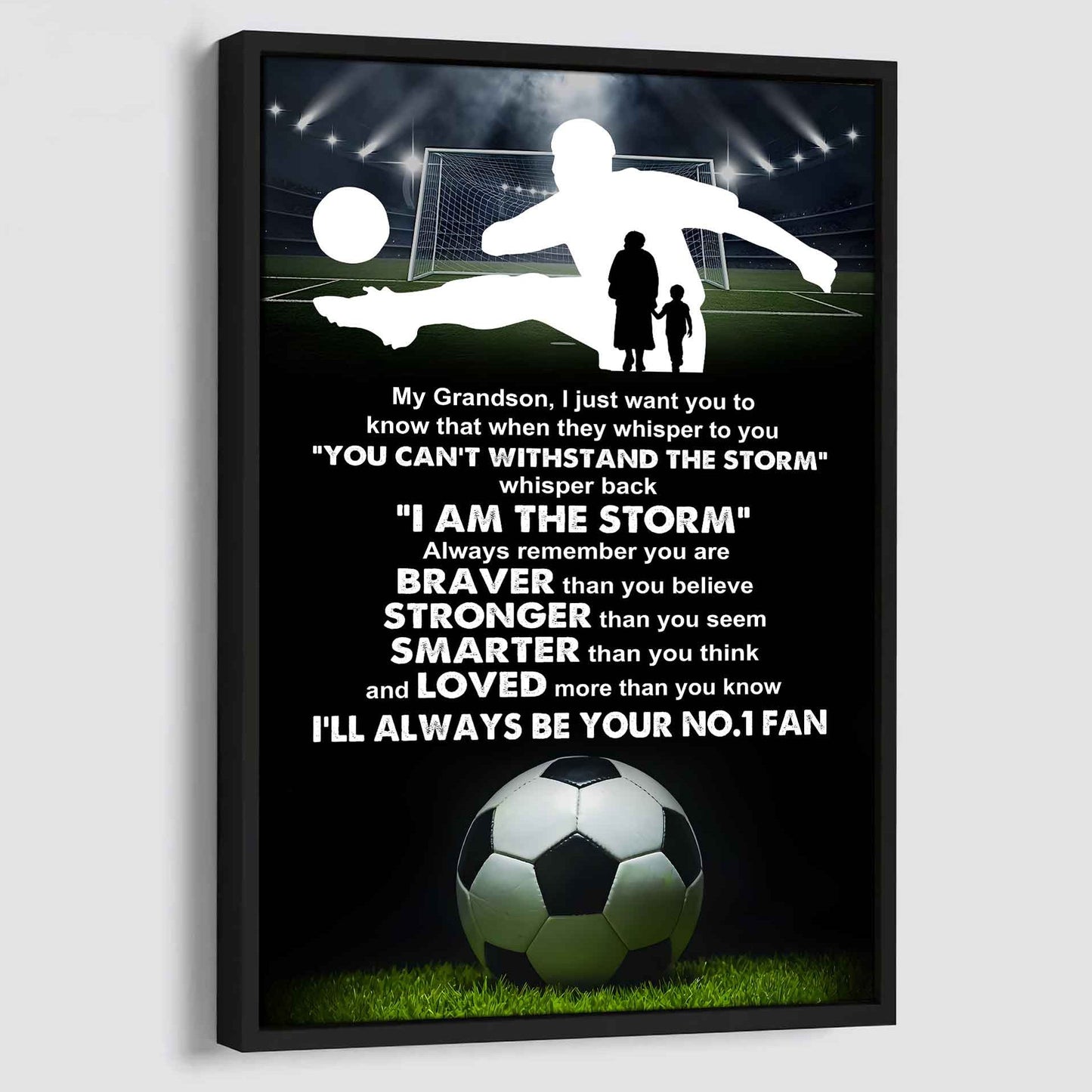 Hockey Poster Canvas Grandma To Grandson - Whisper Back I Am The Storm I Will Always Your No 1 Fan
