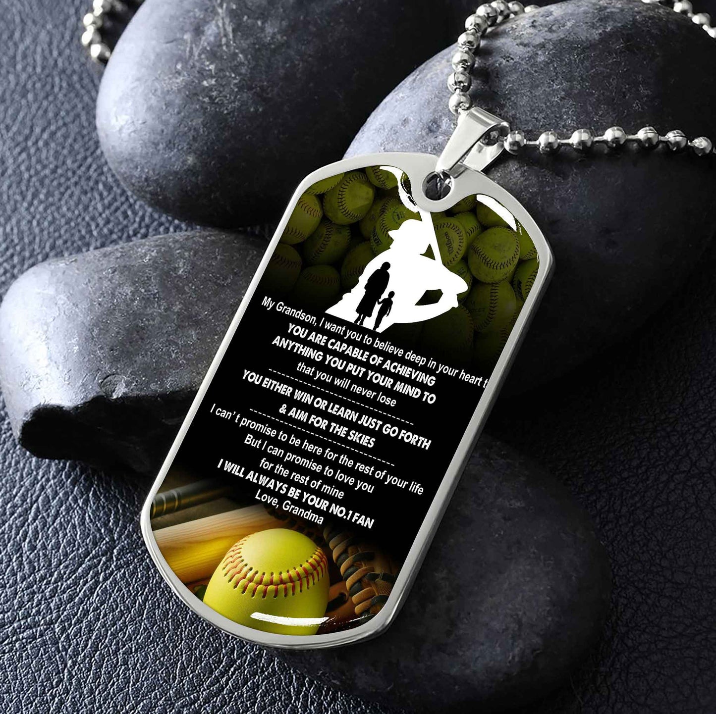 Sport Military Chain 18K Gold Plated Silver Plated To My Grandson From Grandma Motivation Message I Will Always Be Your No 1 Fan