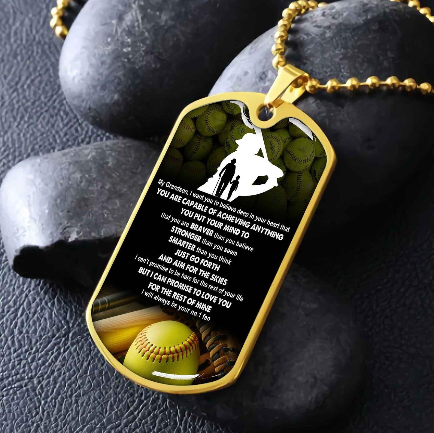 Sport Military Chain 18K Gold Plated Silver Plated To My Grandson From Grandpa Motivation Message I Will Always Be Your No 1 Fan