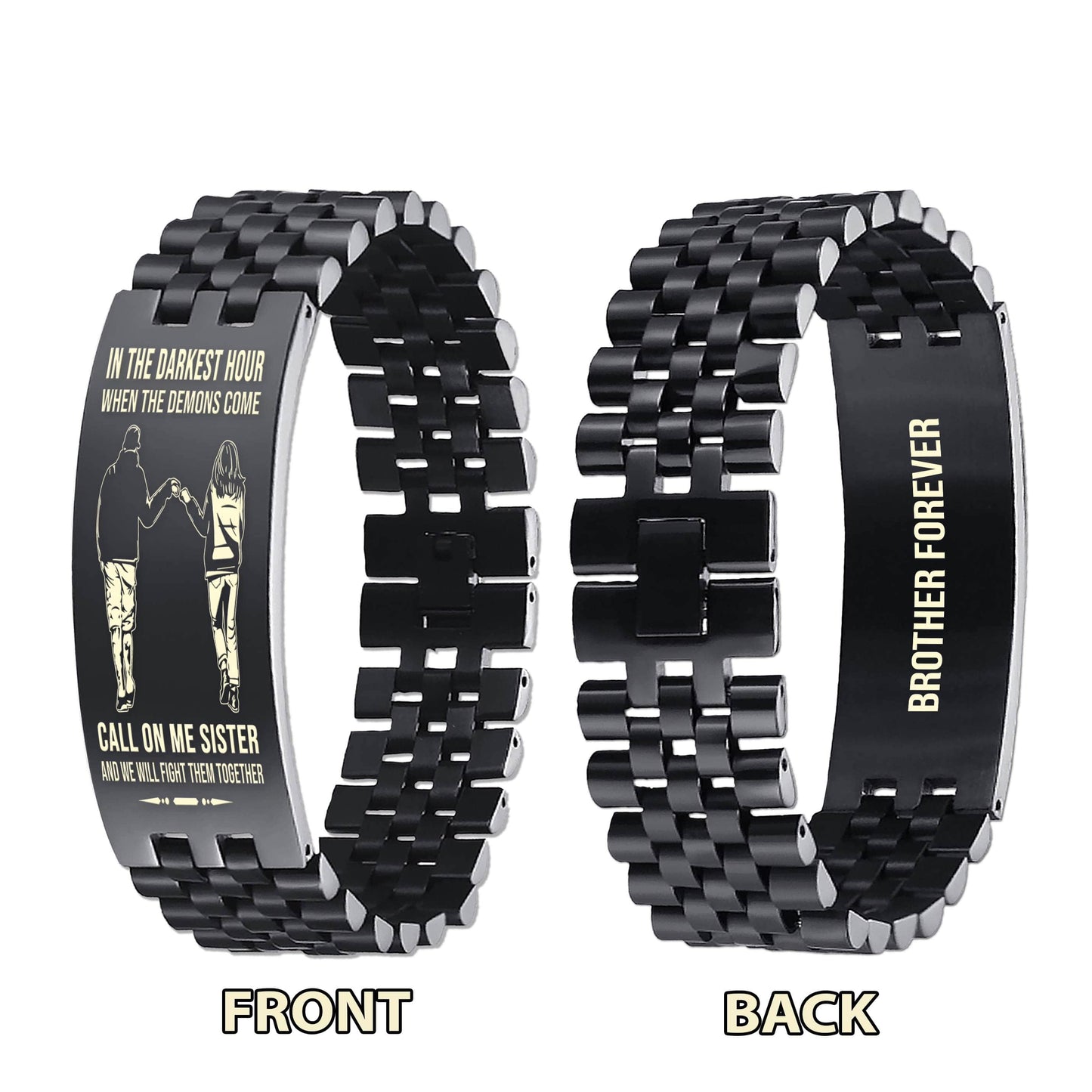 Viking Be strong-Personalized Double Sided Bracelet Father And Son Best Friends For Life - Message on the back side-Be strong