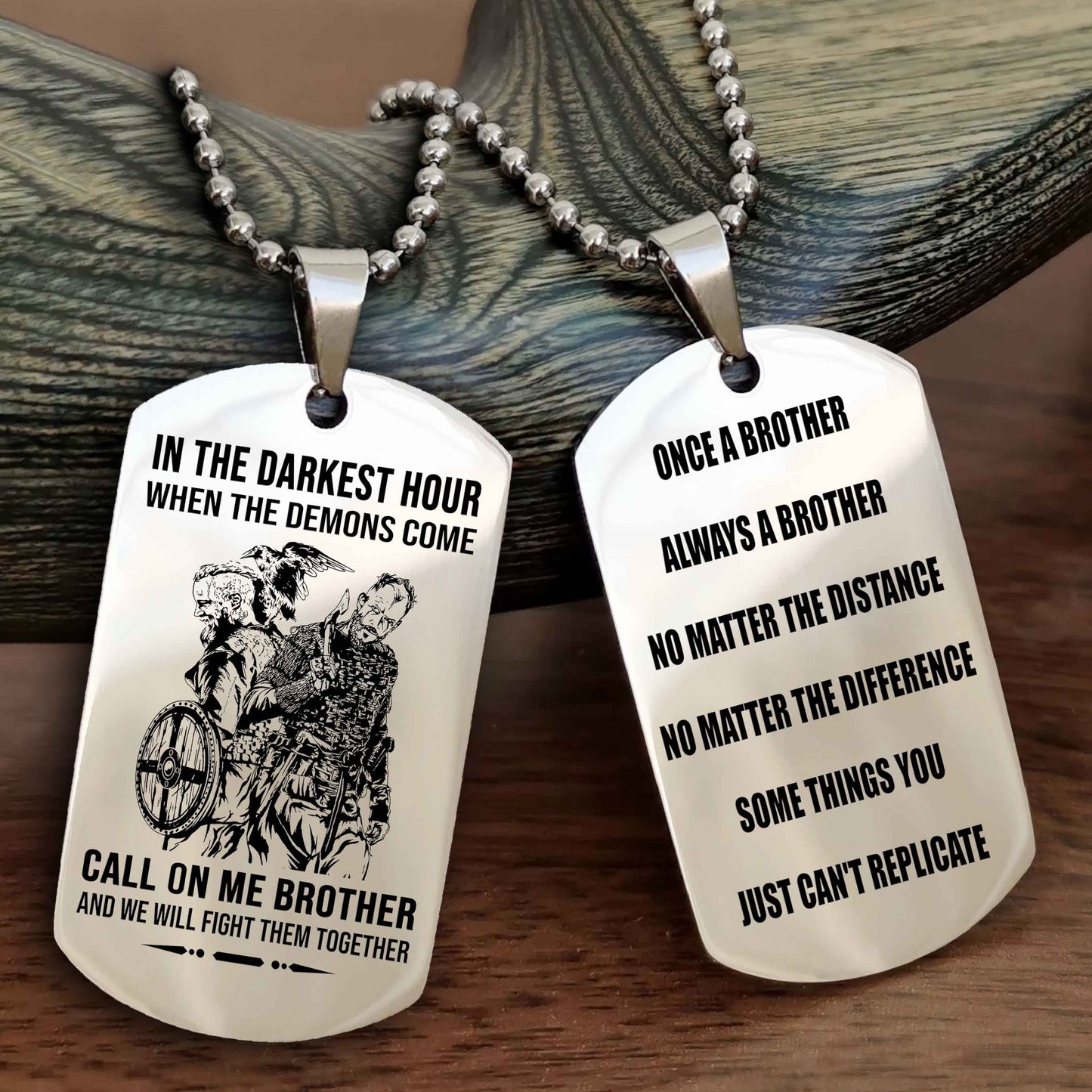 Customizable engraved dog tag double sided gift from brother Once A Brother Always A Brother