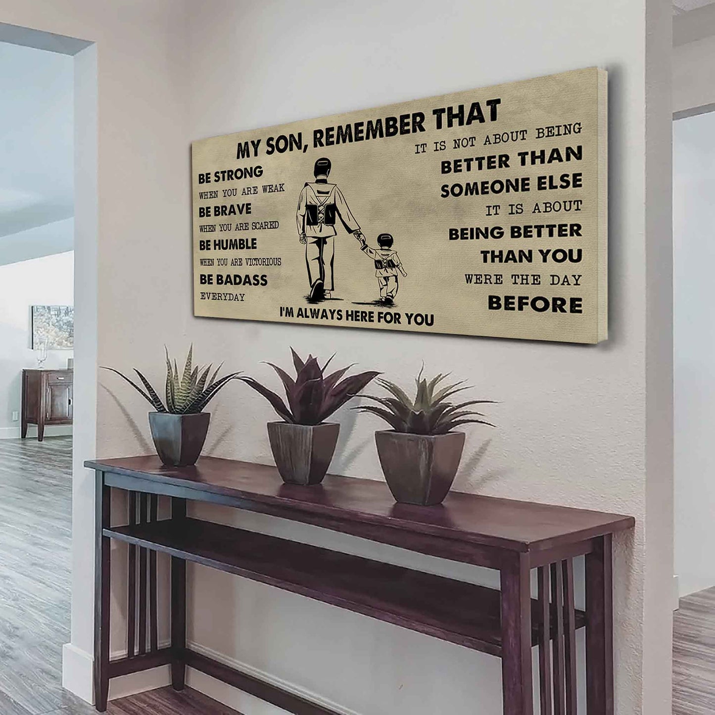 Personalized Sport Poster Canvas - My Son Remember That Be Strong When You Are Weak Be Badass Everyday