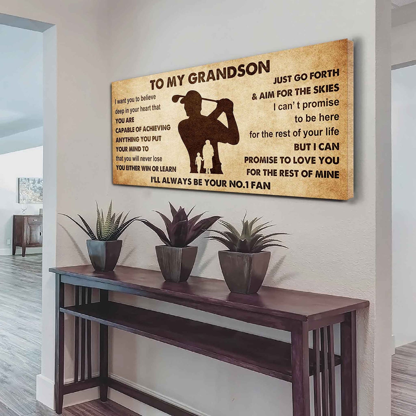 Personalized Sport Baseball Poster Canvas I'll Be Your No 1 Fan Grandma To Grandson - You Will Never Lose You Either Win Or Learn