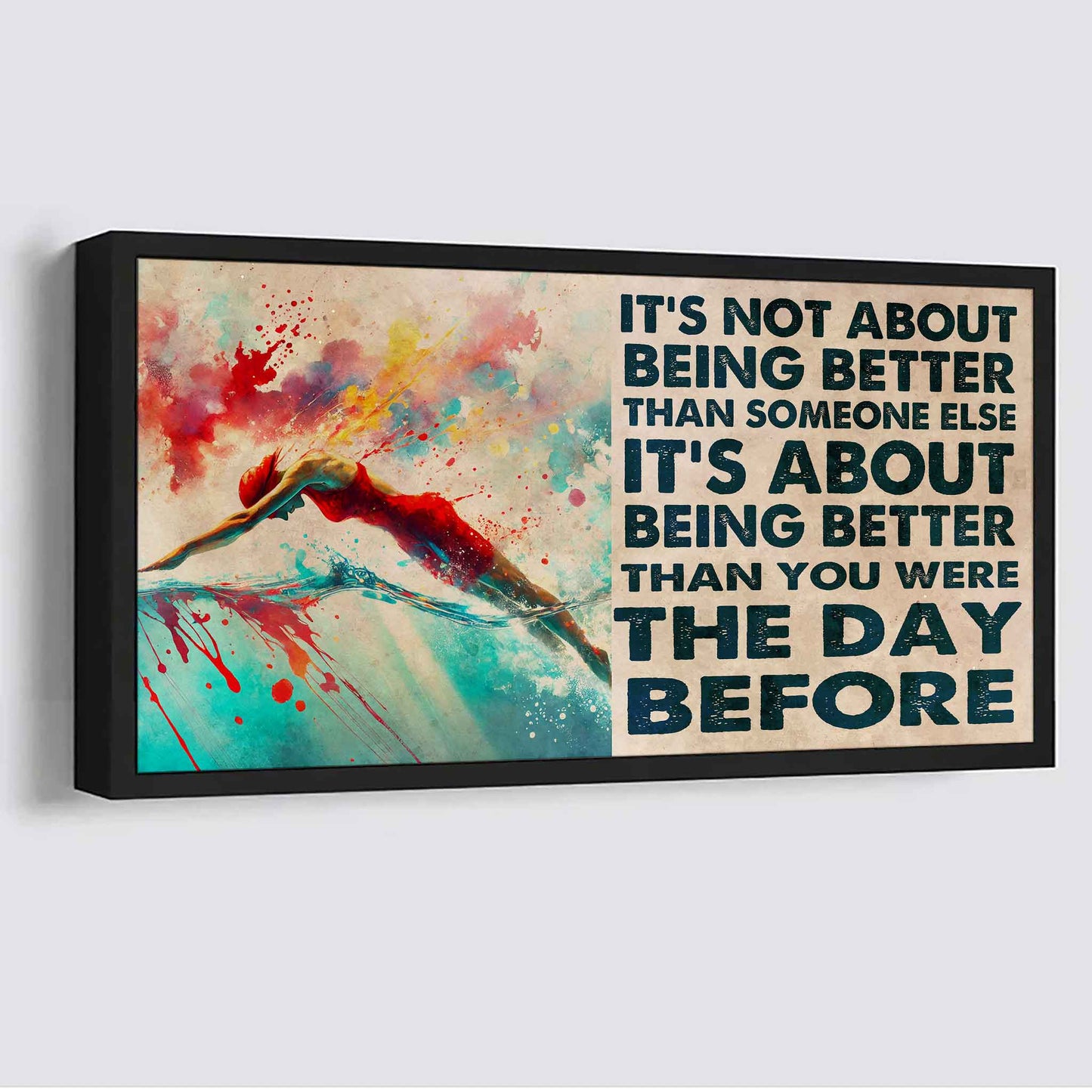 Water Color Woman Basketball Poster Canvas It Is Not About Being Better Than Someone Else Gift For Your Loving Woman