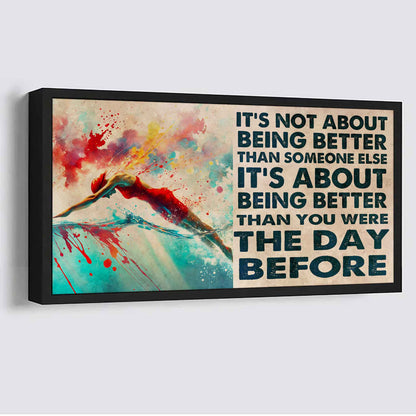 Water Color Woman Basketball Poster Canvas It Is Not About Being Better Than Someone Else Gift For Your Loving Woman
