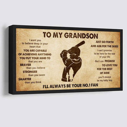 Personalized Sport Poster Canvas I'll Be Your No 1 Fan Grandma To Grandson - That You Are Braver Than You Believe Just Go Forth