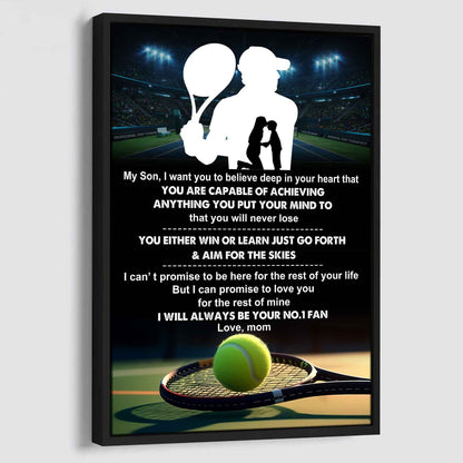 Sport Poster Canvas Mom To Son - You Will Never Lose You Either Win Or Learn I Will Always Your No 1 Fan