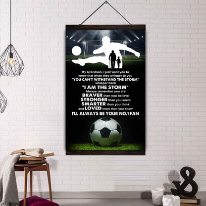 American Football Poster Canvas Granpa To Grandson - Whisper Back I Am The Storm I Will Always Your No 1 Fan