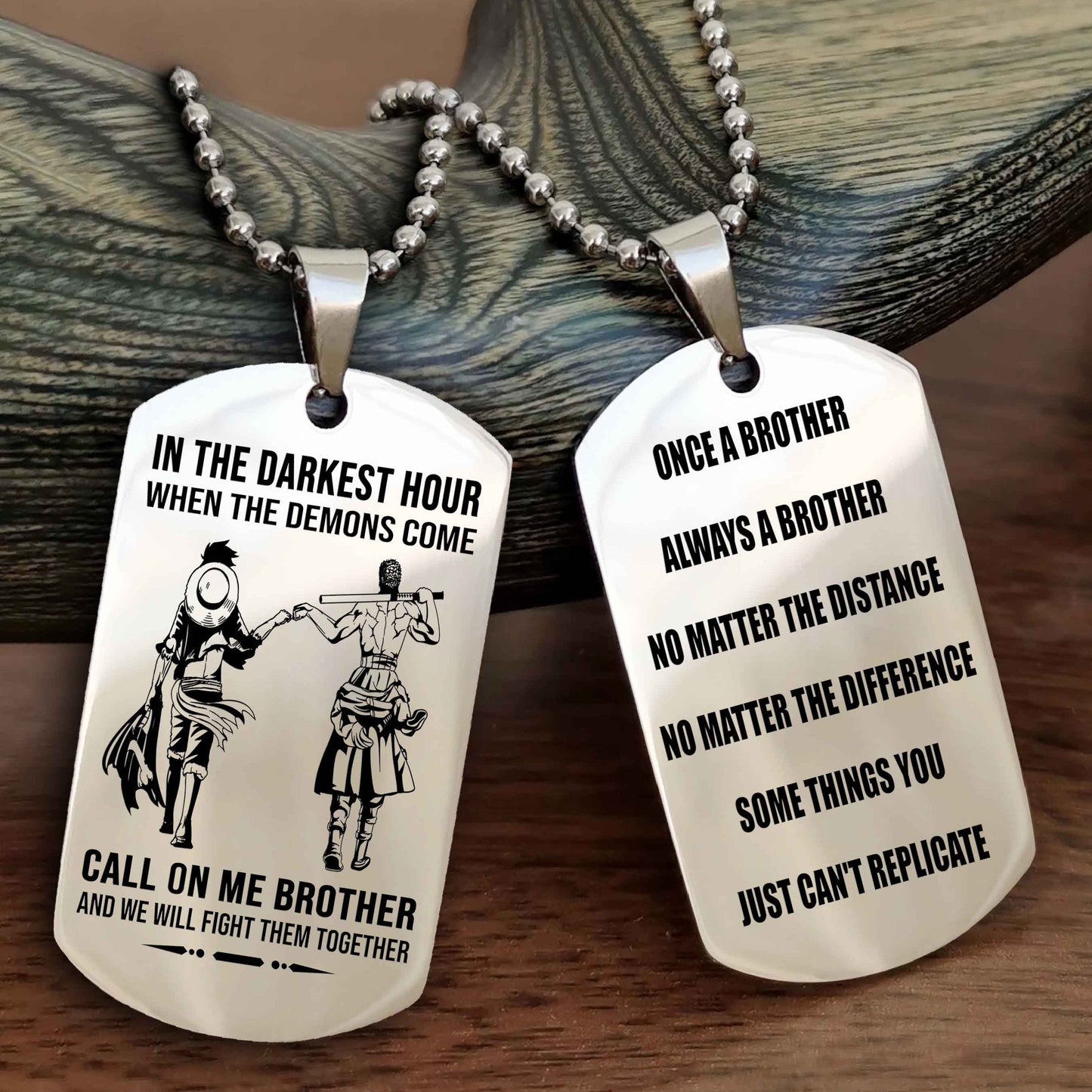 Customizable engraved dog tag double sided gift from brother Once A Brother Always A Brother
