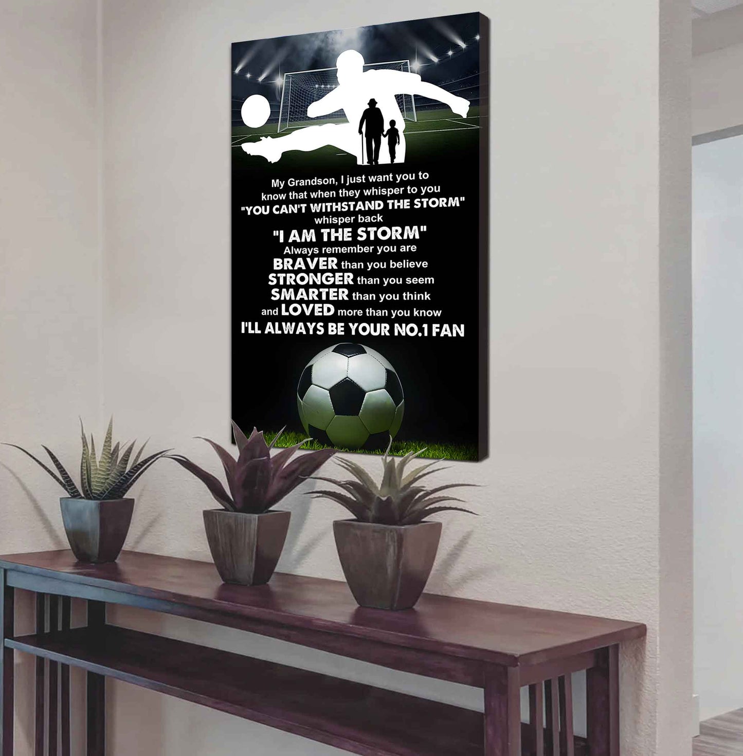 Hockey Poster Canvas Granpa To Grandson - Whisper Back I Am The Storm I Will Always Your No 1 Fan