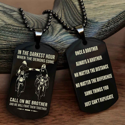 Customizable engraved dog tag double sided gift from brother Once A Brother Always A Brother