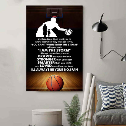 American Football Poster Canvas Grandma To Grandson - Whisper Back I Am The Storm I Will Always Your No 1 Fan