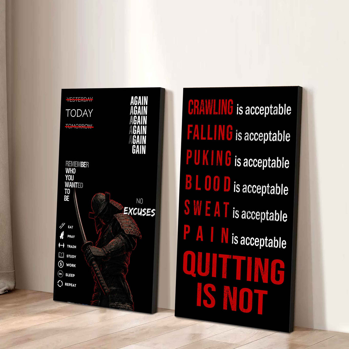 Spartan- Quiting Is Not Canvas Set Ready To Hang Gift For Your Son Your Friend