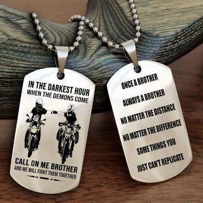 Customizable engraved dog tag double sided gift from brother Once A Brother Always A Brother