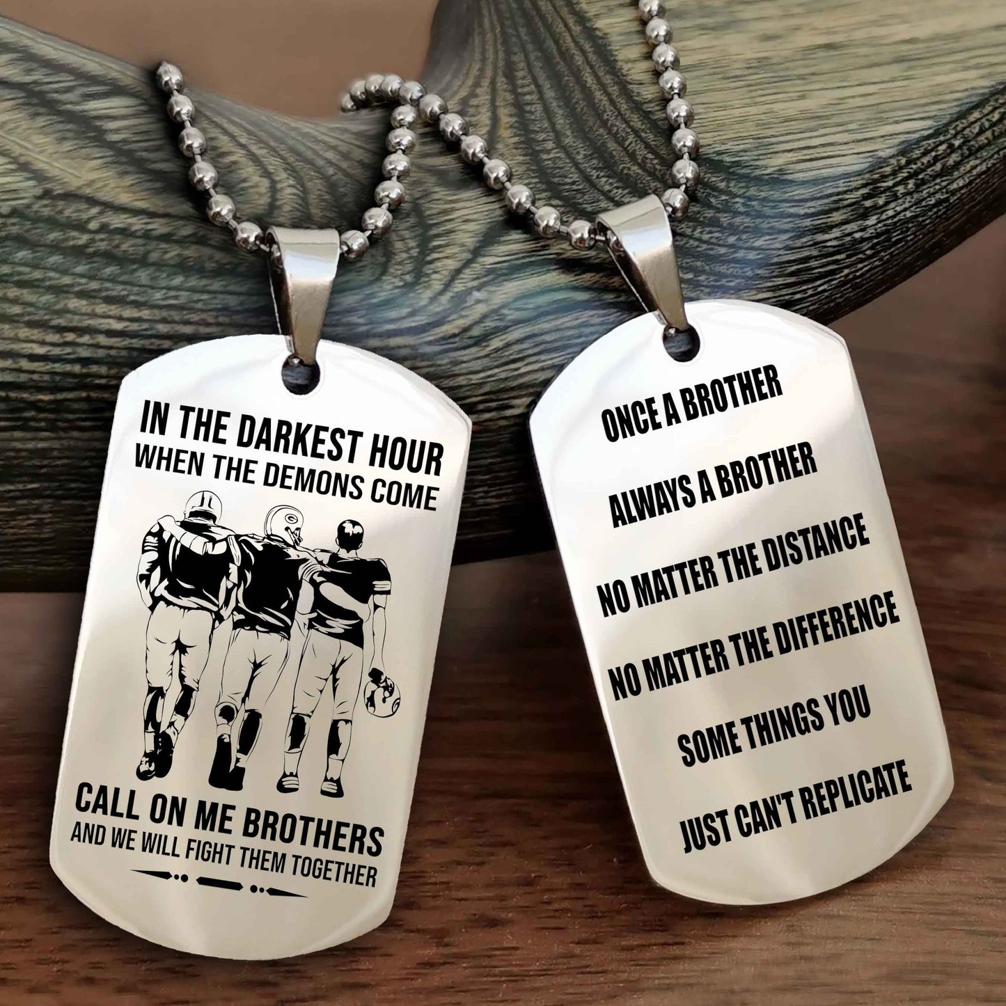 Customizable engraved dog tag double sided gift from brother Once A Brother Always A Brother