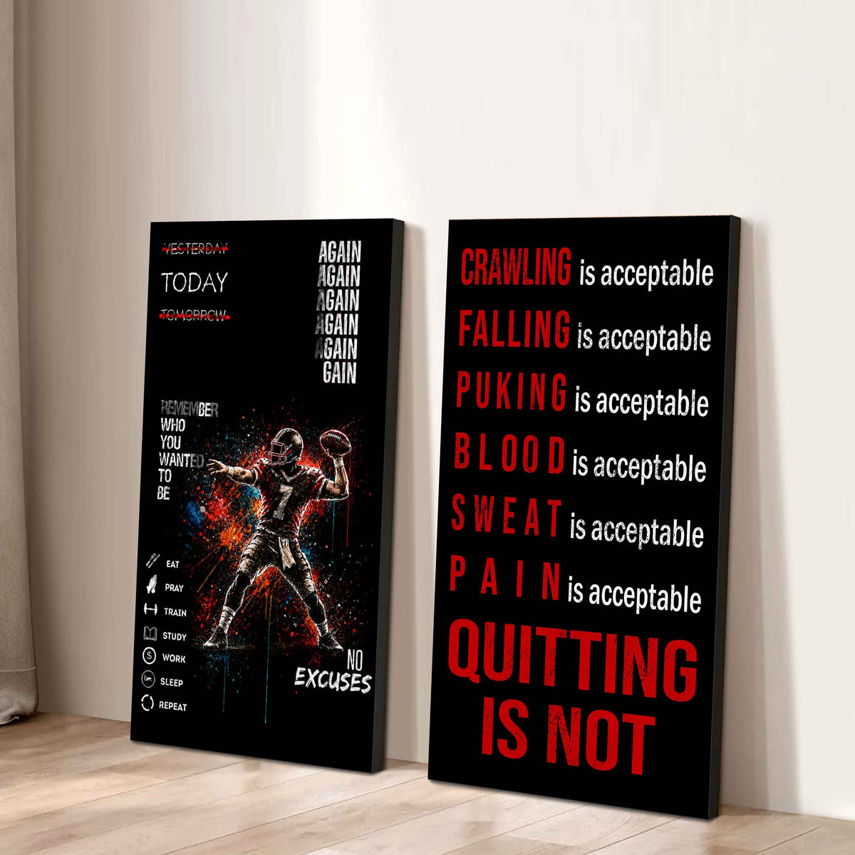 Spartan- Quiting Is Not Canvas Set Ready To Hang Gift For Your Son Your Friend