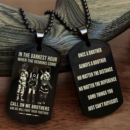 Customizable engraved dog tag double sided gift from brother Once A Brother Always A Brother