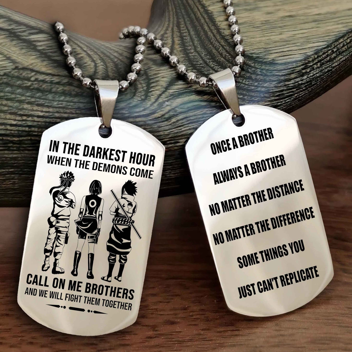 Customizable engraved dog tag double sided gift from brother Once A Brother Always A Brother