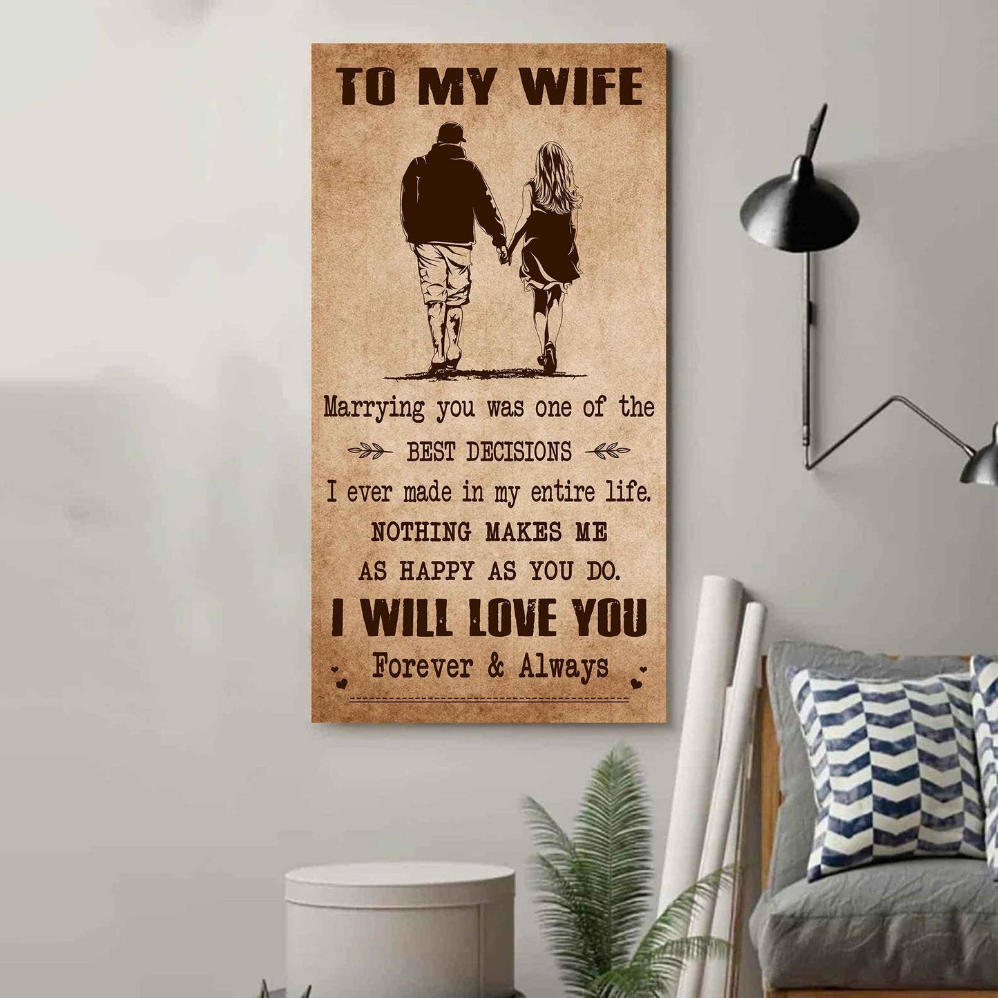 Family Poster Canvas To My Wife Marrying You Was One Of The Best Decisions - I Will Love You Forever And Always Gift For Your Wife