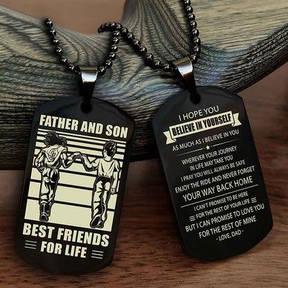 Cowboy Personalized Double Sided Dog Tag To My Son I Love You - Enjoy The Ride And Never Forget Your Way Back Home From