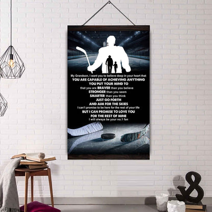 American Football Poster Canvas Grandpa To Grandson - That You Are Braver Than You Believe You Are Capable Of I Will Always Your No 1 Fan
