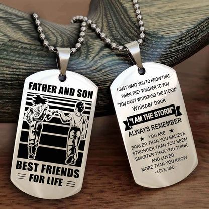 Knight Templar Personalized Double Sided Dog Tag Silver To My Son I Love You - Whisper Back I'm The Storm